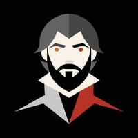 A man with a beard and red eyes vector