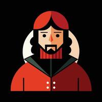 A man with a beard and red hat vector