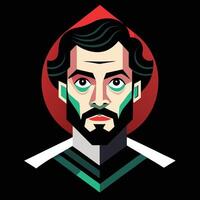 A man with a beard and a red and green scarf vector