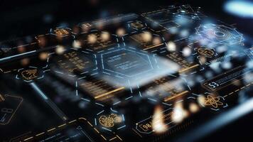 Processor-themed animated data visualizations with program codes video