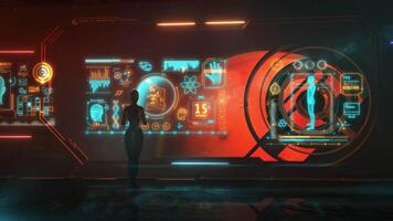 Infographic hologram on the theme of Mars exploration, 3D render. video