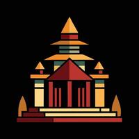 An illustration of a temple with a tower vector