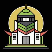 A building with a dome and a clock on top vector