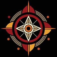 A red and orange compass with a star in the center vector