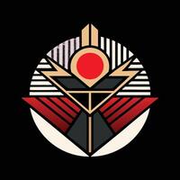 A red and black geometric design on a black background vector
