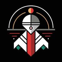A logo with a red and white design on it vector