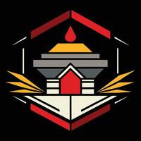 The logo for the game is a red and black building vector
