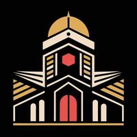 A church building with a golden dome on top vector