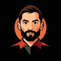A man with a beard and a red shirt vector