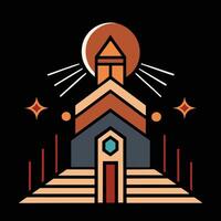 A church with a sun in the background vector