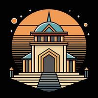 A building with a clock on top of it vector