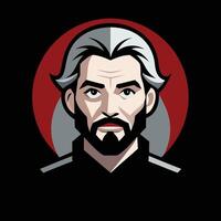 A man with a beard and a red circle around him vector