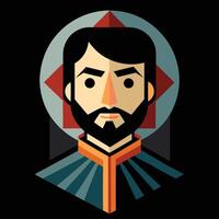 A cartoon image of a man with a beard and a beard vector