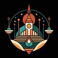 A logo for a temple in a round shape vector