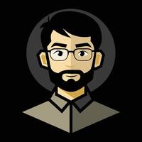 A man with glasses and beard in a black background vector
