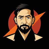 A man with a beard and a lightning bolt on his face vector