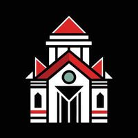 A church with a red roof and white windows vector