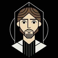 A cartoon image of jesus with a beard vector