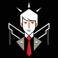 A man with a tie and a suit on his head vector