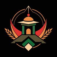 The logo for the game is a building with a tower and a flag vector