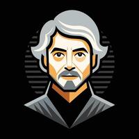 The character of the man with gray hair and a beard vector