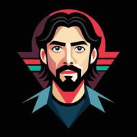 A man with long hair and beard in a colorful design vector