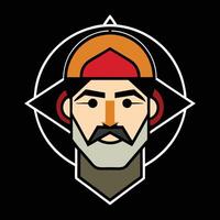 A man with a beard and a hat on a black background vector
