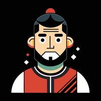 A man with a beard and a red shirt vector