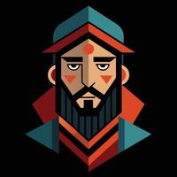 A man with a beard and hat on a black background vector