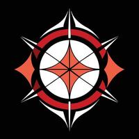 A red and black star design on a black background vector