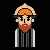A cartoon image of a man with a beard vector