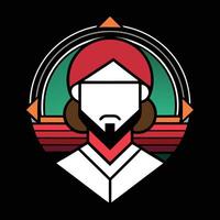 A man with a red hat and beard in a circle vector