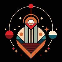 A colorful illustration of a spaceship vector