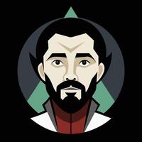 A man with a beard and a green triangle on his head vector