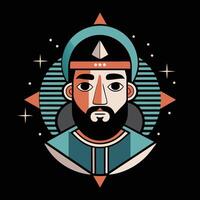 A man with a beard and a hat on a black background vector