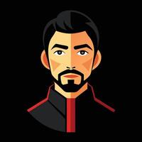 A man with a beard and mustache in a black and red shirt vector