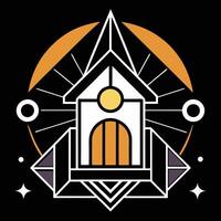 A church with a sun and moon on it vector