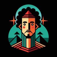 A man with a beard and a hat on a black background vector