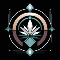 A marijuana leaf with geometric shapes in the center vector