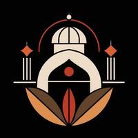 The logo for the mosque is in a style that is similar to the logo for the mosque vector
