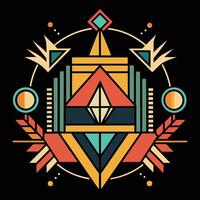 A colorful geometric design on a black background vector