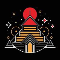 A pyramid with a red roof and stars vector