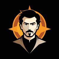 The avatar of a man with a beard and mustache vector