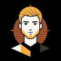 A man with a beard and a yellow and orange background vector