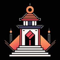 A building with a tower and a clock on top vector