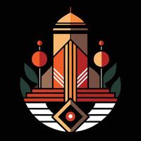 A logo for a building with a tower and a clock vector
