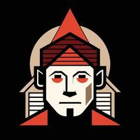A man with a red hat and a red eye vector