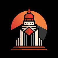 A logo for a building with a red roof vector