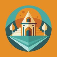 An illustration of a house with a tree in the background vector