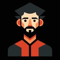 A man with a beard and a red shirt vector